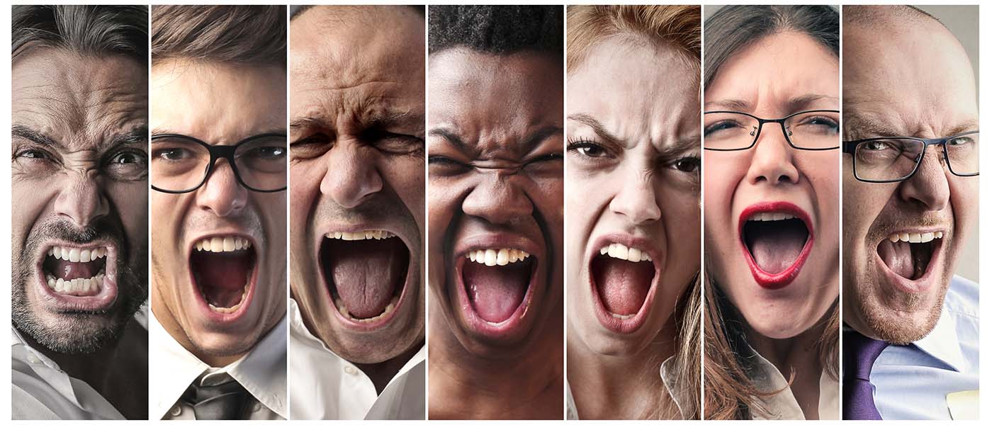 Angry people screaming